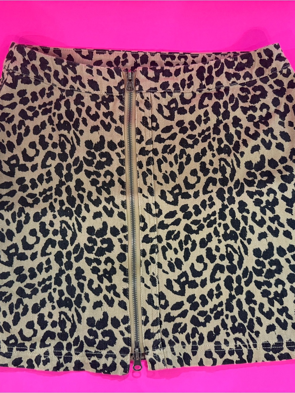 100% Cotton Altar’d State Leopard Print Zip Front Mini Skirt - size M